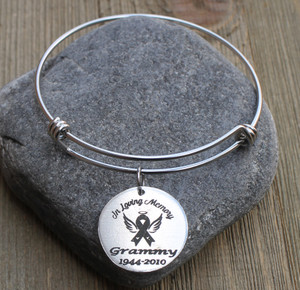 In Loving Memory (Awareness Ribbon) - Engraved Bangle Bracelet In Loving Memory (Awareness Ribbon) - Engraved Bangle Bracelet