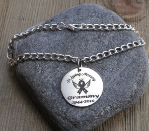 In Loving Memory (Awareness Ribbon) - Engraved Chain Bracelet