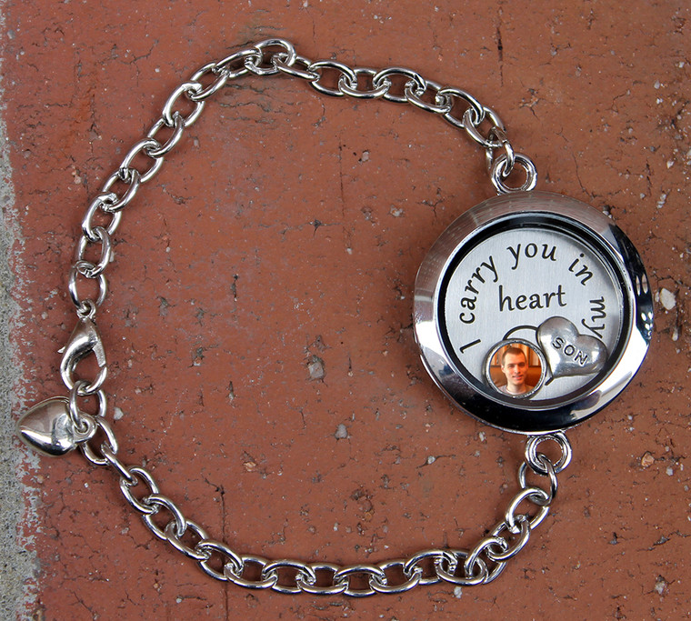 Adjustable Floating Locket Bracelet - Love Story