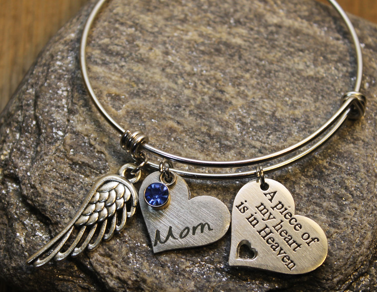 Memorial Custom Heart Bangle (Choose you Charms and Engrave)