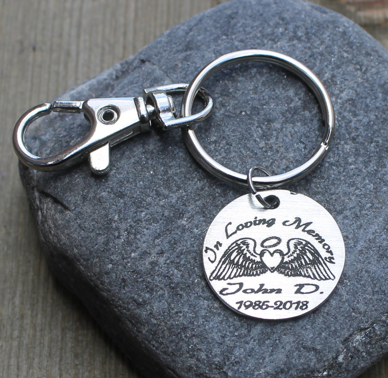 In Loving Memory (Angel Wings) - Engraved Key Chain - Finders