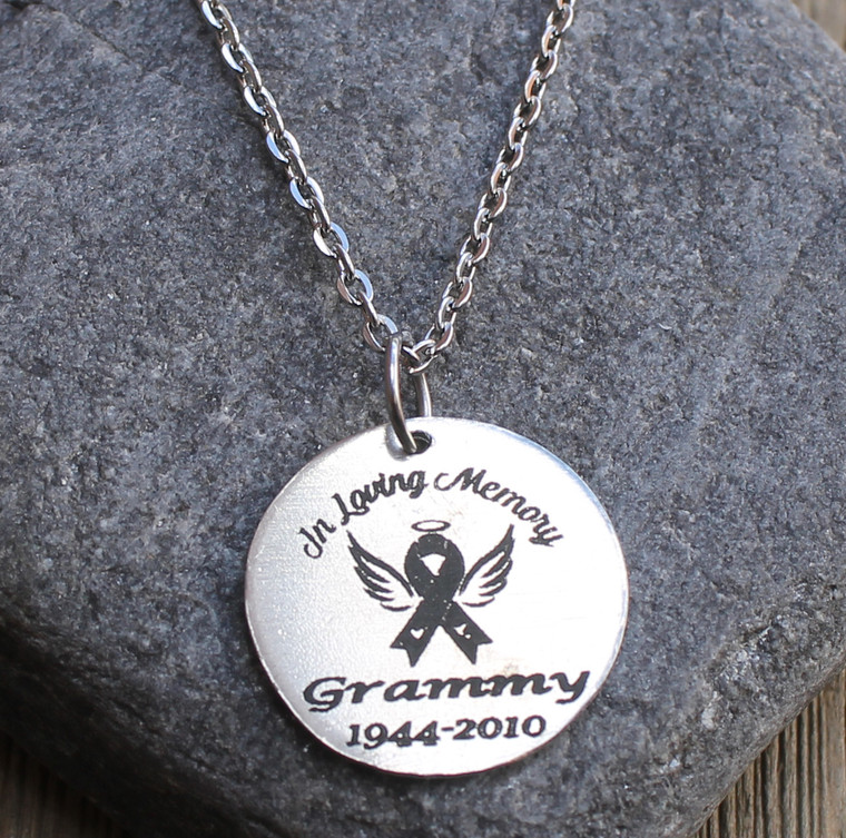 In Loving Memory (Awareness Ribbon) - Engraved Necklace - Finders