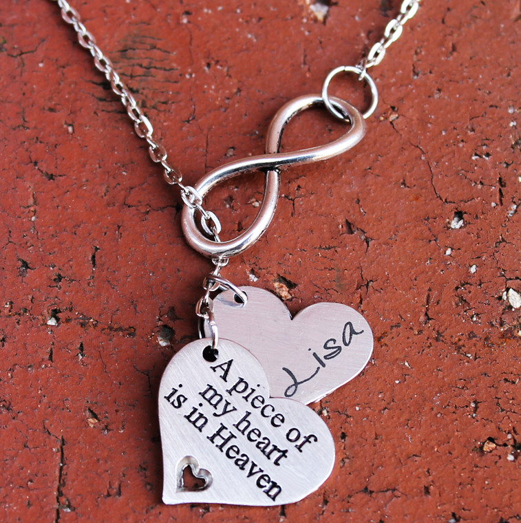 Memorial Infinity Necklace with Engraved Heart