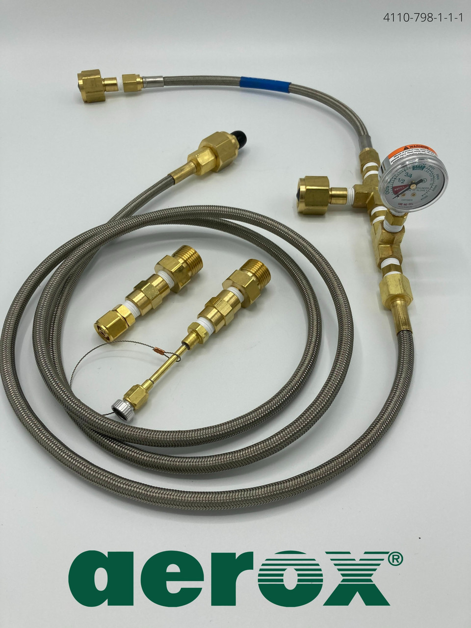 PF2-4-48, Braided Stainless Steel High Pressure Hose, 48 Inches - Aerox  Aviation Oxygen Systems