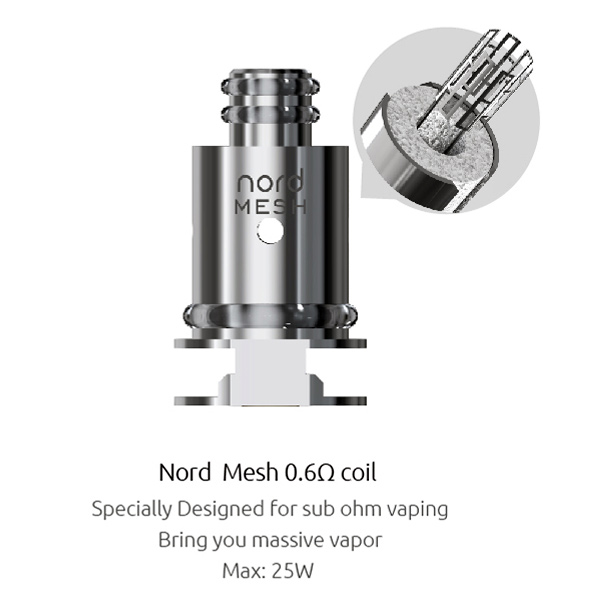 SMOK Nord Replacement Coils - 0.6ohm NORD MESH Coil, SINGLE Coil