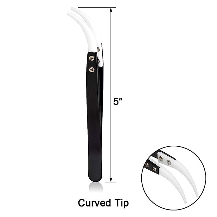 Ceramic Heat Resistant Tweezers - Curved Tip