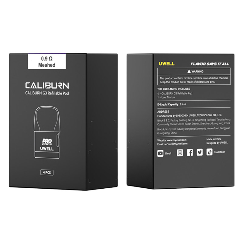 Uwell Caliburn G3 Replacement Pods - 4 Pack, 0.9ohm