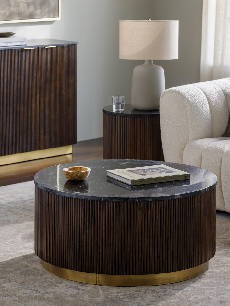 Nems Marble Top Dark Brown Coffee Table | Coffee Tables