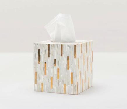 Cortona Brass and Shell Tissue Box | Bathroom Accessories