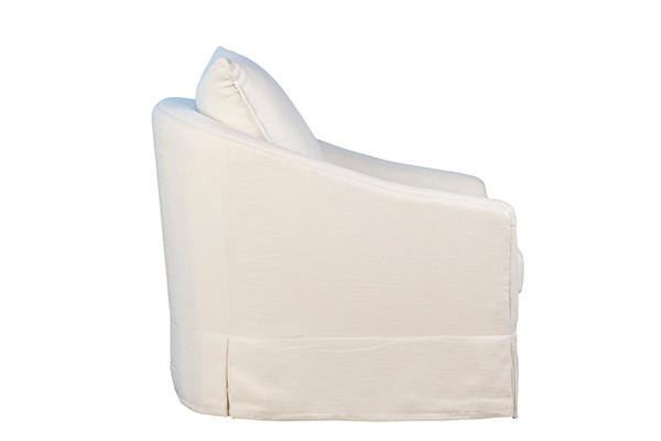 Leon White Linen Slip Cover Accent Chair