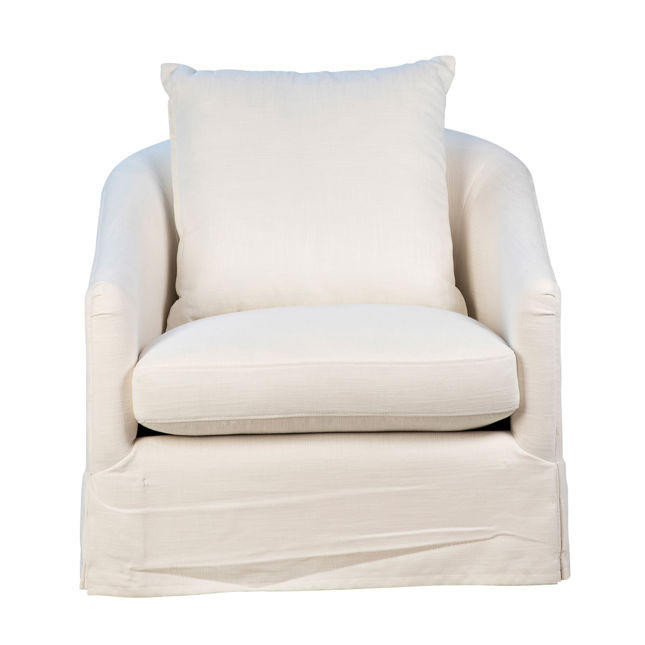 Leon White Linen Slip Cover Accent Chair