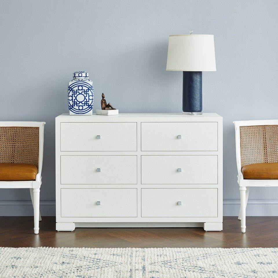 Frances Chiffon White Extra Large Six Drawer Dresser | Furniture
