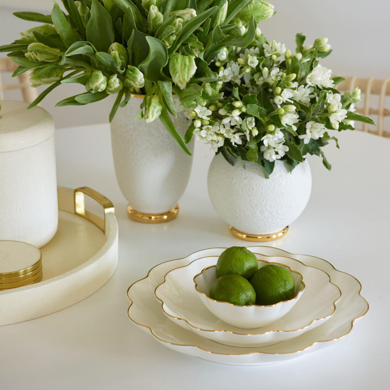 Scalloped Nesting Dish Set of 3 Serving Bowls