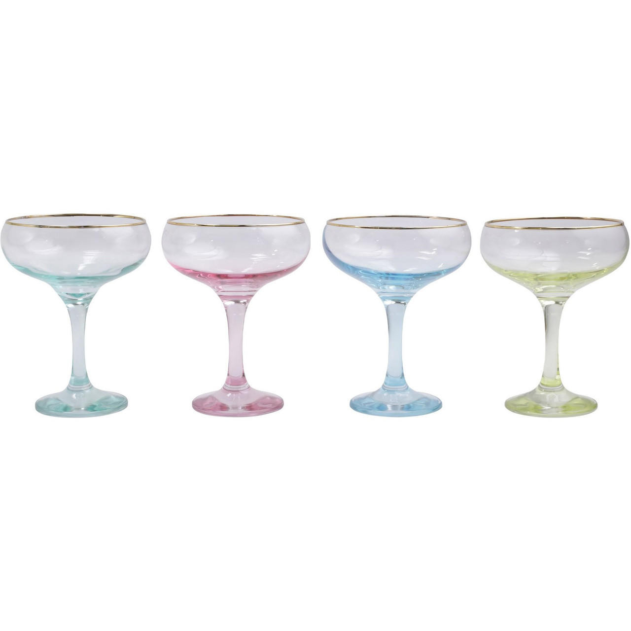 Rainbow Assorted Margarita Glasses (Set of 4)