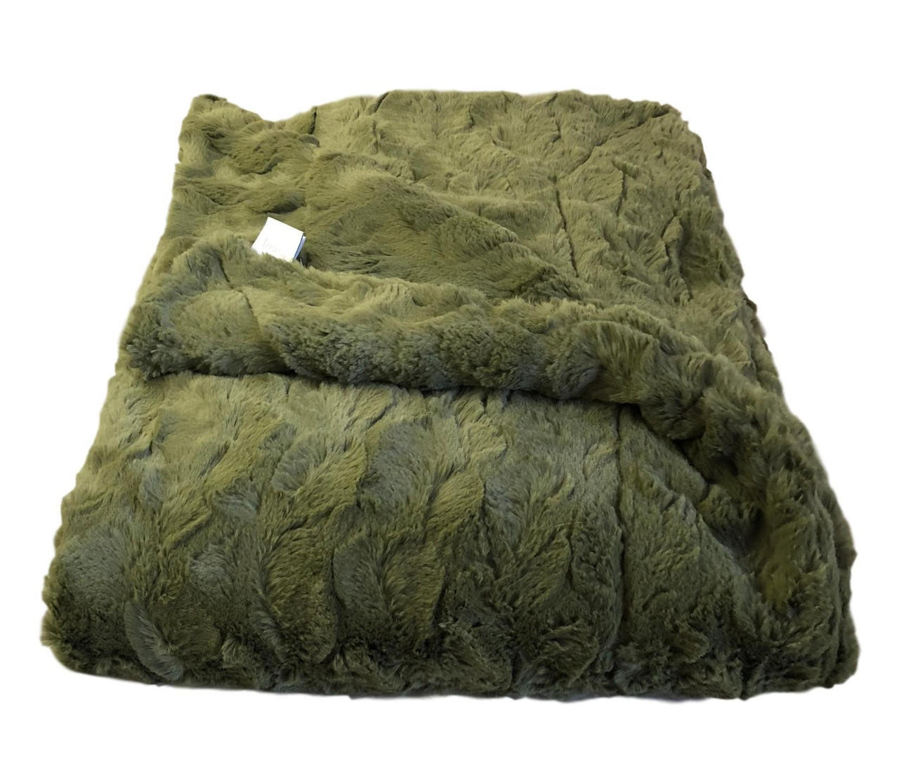 Olive Green Lux Faux Fur Throw Blanket