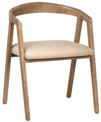 Astro Oak and Linen Upholstered Dining Arm Chair