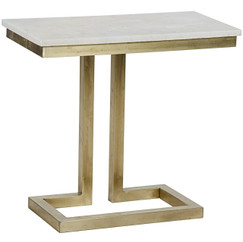 Noir Amelie White Marble & Antique Brass Side Table 