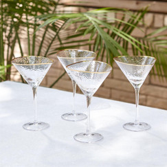 Sol Gold Rim Hammered Martini Glasses (Set of 4)