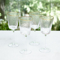 Hammered Gold Rim Wine Glasses (Set of 4)