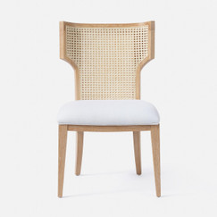 Made Goods Carleen Cerused White Natural Cane Dining Chair (Interchangeable Cushions) 