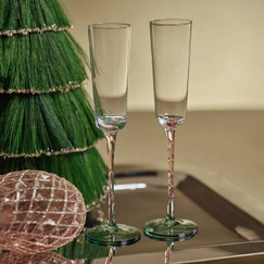 Zodax Sachi Green and Pink Champagne Flute (Set of 6) 