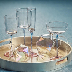 Zodax Sachi Pink and Blue Champagne Flute (Set of 6) 