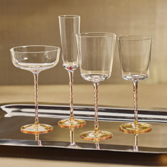 Zodax Sachi Amber and Pink Red Wine Glass (Set of 4) 