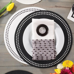 Bodrum Pearls Black and White Round Placemats (Set of 4) 