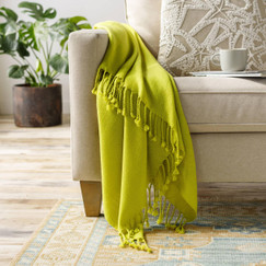 Surya Thelma Olive Fringe Throw 