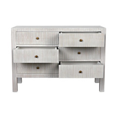 Noir Conrad White Wash 6 Drawer Dresser 