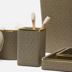 Pigeon and Poodle Veria Desert Taupe & Gold Brush Holder 