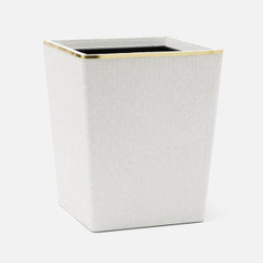Pigeon and Poodle Veria Shiny White & Gold Square Wastebasket 