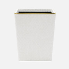 Pigeon and Poodle Veria Shiny White & Gold Rectangular Wastebasket 