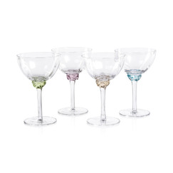 Zodax Colette Azure Blue Martini / Cocktail Optic Glass (Set of 4) 