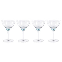 Zodax Colette Azure Blue Martini / Cocktail Optic Glass (Set of 4) 