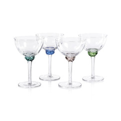 Zodax Colette Sapphire Blue Martini / Cocktail Optic Glass (Set of 4) 