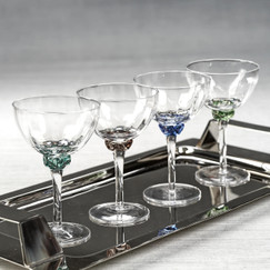 Zodax Colette Sapphire Blue Martini / Cocktail Optic Glass (Set of 4) 