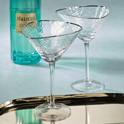 Zodax Aperitivo Triangular Martini Glasses with Platinum Rim (Set of 4) 