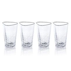 Zodax Aperitivo Triangular Highball Glasses with Platinum Rim (Set of 4) 
