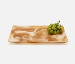 Blue Pheasant Olena Amber Swirled Rectangular Serving Trays (Set of 2) 