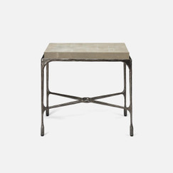 Made Goods Owen Chiseled Iron Side Table with Smokey Bronze Base 
