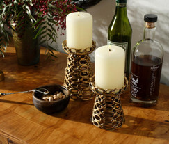 Blue Pheasant Julius Antique Brass Candle Holders 