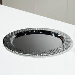 Anna New York Striations Round Silver Serving Tray 