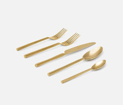 Blue Pheasant Gwen Polished Gold 5-Piece Flatware Set 