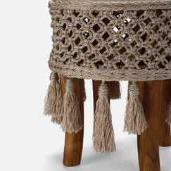 Made Goods Izzy White Sand & Weathered Natural Teak Stool 