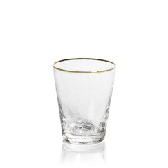 Zodax Negroni Clear w/ Gold Rim Hammered Tapered Double Old Fashioned Glasses (Set of 12) 