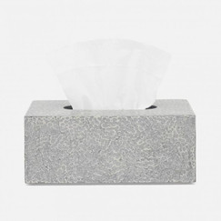 Pigeon and Poodle Callas Silver and White Lacquered Eggshell Tissue Box 