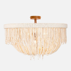 Made Goods Carmen Draped Coco Beads Semi-Flush Mount Chandelier 