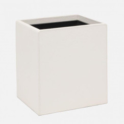 Pigeon and Poodle Victoria White Full Grain Leather Wastebasket 