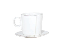 Vietri Lastra White Espresso Cup and Saucer 